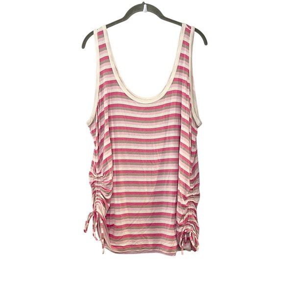 torrid Tops - Torrid Super‎ Soft Pink Stripes Scoop Neck Side Tie Tank Stretchy Beach Knit 3X